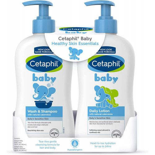 Combo Cetaphil Baby Healthy Skin Essentials Wash & Shampoo - Lotion 399ml